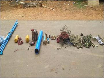 Seizures of four homemade mines, assorted bullet shells and Related Materials in Yesagyo Township.