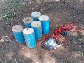 Seizures of six homemade mines and related items in Pakokku Township.