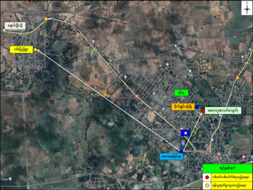 Map showing the location of the explosion at the No.2 Basic Education Primary School in Aungzaya Ward of No. 1 Area in Myinmu Township, Sagaing Region.