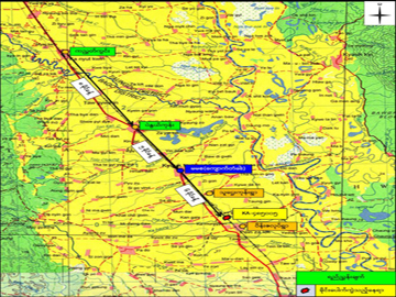 PDF အမည်ခံ အကြမ်းဖက်သမားများ မိုင်းထောင်ဖောက်ခွဲဖျက်ဆီးခဲ့သည့် ရထားလမ်းနေရာပြမြေပုံ။