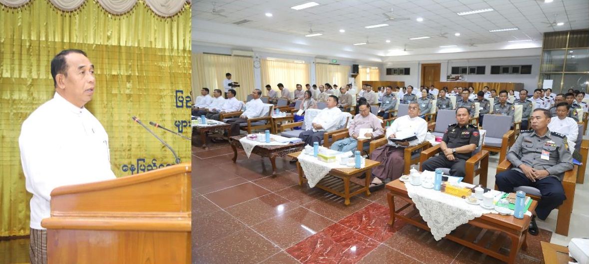 အလုပ်သမားဝန်ကြီးဌာန၊ ပြည်ထောင်စုဝန်ကြီး ဦးမြင့်နောင် ထိုင်းနိုင်ငံတွင် မည်သူမည်ဝါဖြစ် ကြောင်း သက်သေခံလက်မှတ် (CI) စာအုပ်ထုတ်ပေးရေးစခန်းများ၌ သွားရောက်တာဝန်ထမ်း ဆောင်မည့် ဝန်ထမ်းများမှ ဩဝါဒခံယူခြင်းအခမ်းအနားသို့ တက်ရောက်မှာကြား