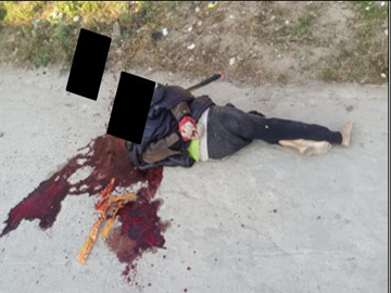 The death of a male who was killed by stabbing and slashing with a knife by so-called PDF terrorists in Mogok Township.
