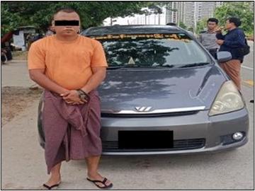 ရန်ကုန်တိုင်းဒေသကြီး၊ ဒဂုံမြို့သစ်(ဆိပ်ကမ်း)မြို့နယ်၌ လိုင်စင်မဲ့မော်တော်ယာဉ် တစ်စီး ဖမ်းဆီးရမိမှု မှတ်တမ်းဓာတ်ပုံ။