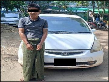 ရန်ကုန်တိုင်းဒေသကြီး၊ လှည်းကူးမြို့နယ်၌ လိုင်စင်မဲ့မော်တော်ယာဉ် တစ်စီး ဖမ်းဆီးရမိမှု မှတ်တမ်းဓာတ်ပုံ။