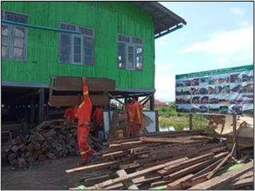 ရှမ်းပြည်နယ်၊ ညောင်ရွှေမြို့နယ်အတွင်း အဆောက်အအုံ ပြိုကျပျက်စီးခဲ့သော အပျက်အစီးများအား ရှင်းလင်းရေးလုပ်ငန်းများဆောင်ရွက်မှု မှတ်တမ်းဓာတ်ပုံ။