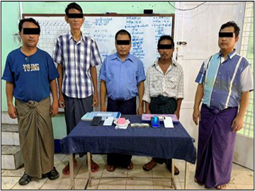 ရန်ကုန်တိုင်းဒေသကြီး၊ ကမာရွတ်မြို့နယ်၌ ဖဲရိုက်လောင်းကစား ပြုလုပ်သူများအား ဖမ်းဆီးအရေးယူမှု မှတ်တမ်းဓာတ်ပုံ။