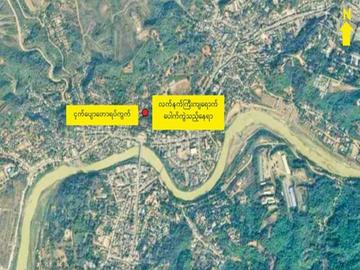 Map indicating the site of a heavy weapon shell explosion fired by KIA armed insurgents in coordination with so-called PDF terrorists in Hpakan Township of Kachin State.