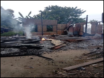 Destruction of the Village Administrator’s Office by a so-called  PDF terrorist group in Thegon Township of Bago Region.