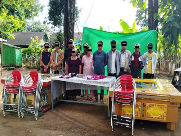 ရှမ်းပြည်နယ်၊ ကလောမြို့နယ်၊ အောင်ပန်းမြို့၌ ငါးမန်းဂိမ်းလောင်းကစား ပြုလုပ်သူများအား ဖမ်းဆီးအရေးယူမှု မှတ်တမ်းဓာတ်ပုံ။