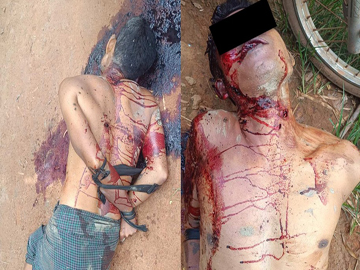 An innocent civilian stabbed to death by a so-called PDF terrorist group in Gyobingauk Township of Bago Region.