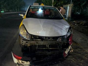 ကရင်ပြည်နယ်၊ ဘားအံမြို့နယ်၌ ယာဉ်တိုက်မှုဖြစ်ပွားခဲ့သည့်  မော်တော်ယာဉ်၏ မှတ်တမ်းဓာတ်ပုံ။