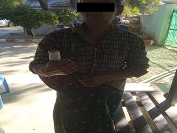 မန္တလေးတိုင်းဒေသကြီး၊ နွားထိုးကြီးမြို့နယ်၌ PDF အမည်ခံ အကြမ်းဖက်သမားများက ခရီးသွား  မော်တော်ယာဉ် တစ်စီးအား မိုင်းဆွဲဖောက်ခွဲ၍ သေနတ်ဖြင့် ပစ်ခတ်ခဲ့မှုကြောင့် အပြစ်မဲ့  အရပ်သား ပြည်သူ တစ်ဦး ထိခိုက်ဒဏ်ရာရရှိမှု မှတ်တမ်းဓာတ်ပုံ။