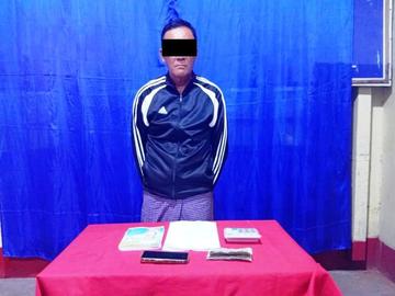 ပဲခူးတိုင်းဒေသကြီး၊ တောင်ငူမြို့နယ်၌ နှစ်လုံး/သုံးလုံးထီ လောင်းကစားပြုလုပ်သူ အမျိုးသား တစ်ဦးအား ဖမ်းဆီးအရေးယူမှု မှတ်တမ်းဓာတ်ပုံ။