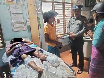 မန္တလေးတိုင်းဒေသကြီး၊ မတ္တရာမြို့နယ်၌ နင်းမိုင်း တစ်လုံးအား နင်းမိပေါက်ကွဲခဲ့မှုကြောင့် အပြစ်မဲ့ အရပ်သားပြည်သူ တစ်ဦး ထိခိုက်ဒဏ်ရာရရှိမှု မှတ်တမ်းဓာတ်ပုံ။