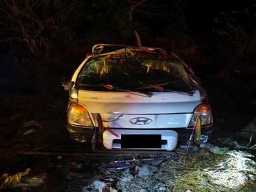 ရန်ကုန်တိုင်းဒေသကြီး၊ သန်လျင်မြို့နယ်၌ ယာဉ်တိမ်းမှောက်မှုဖြစ်ပွားခဲ့သည့်  မော်တော်ယာဉ်၏ မှတ်တမ်းဓာတ်ပုံ။